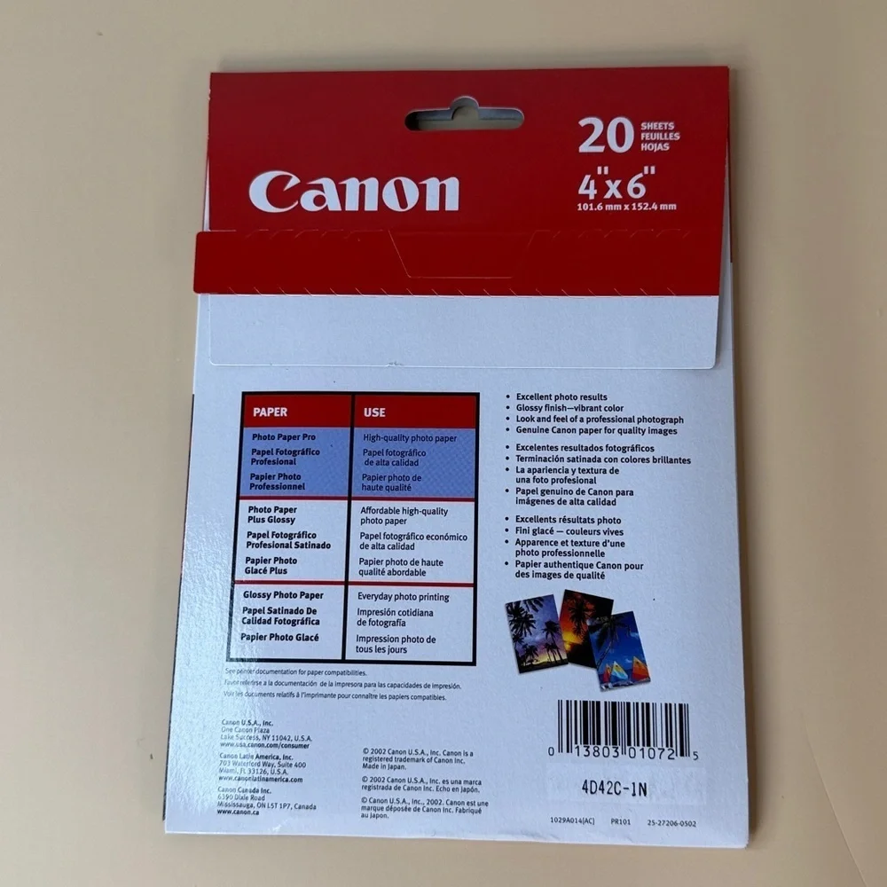 NWT Canon Photo Paper Pro 4x6 - Red and White Unopened